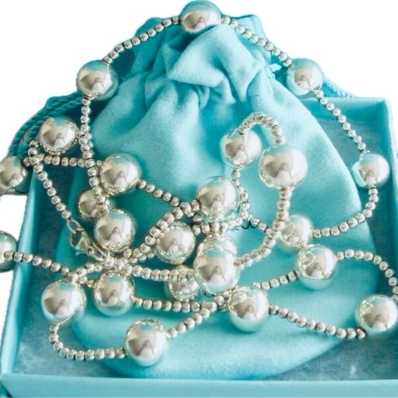 ✨ Rare Vintage Tiffany & Co. Elsa Peretti® 36” Sterling Silver Bead Necklace ✨ - Picture 2 of 10